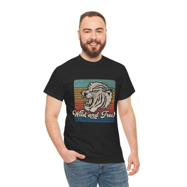 Wild and Free Unisex Heavy Cotton Tee – Vintage Retro Tiger Graphic