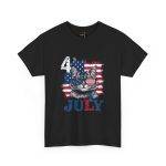 Patriotic Cat Unisex Heavy Cotton Tee - 4th of July American Flag Shirt