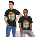 Retro Surf Summer Vibes Unisex Heavy Cotton Tee - Beach Sunset Design