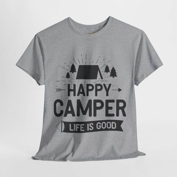 Happy Camper Unisex Heavy Cotton Tee - Life is Good Outdoor Shirt