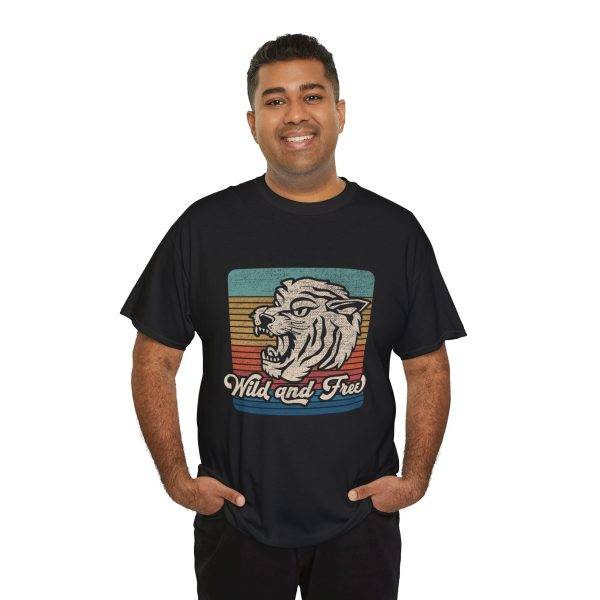 Wild and Free Unisex Heavy Cotton Tee – Vintage Retro Tiger Graphic