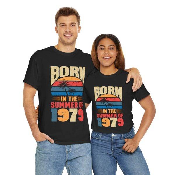Born in the Summer of 1979 Unisex Heavy Cotton Tee - Retro Vibes T-Shirt Born in the Summer of 1979 Unisex Heavy Cotton Tee - Retro Vibes T-Shirt