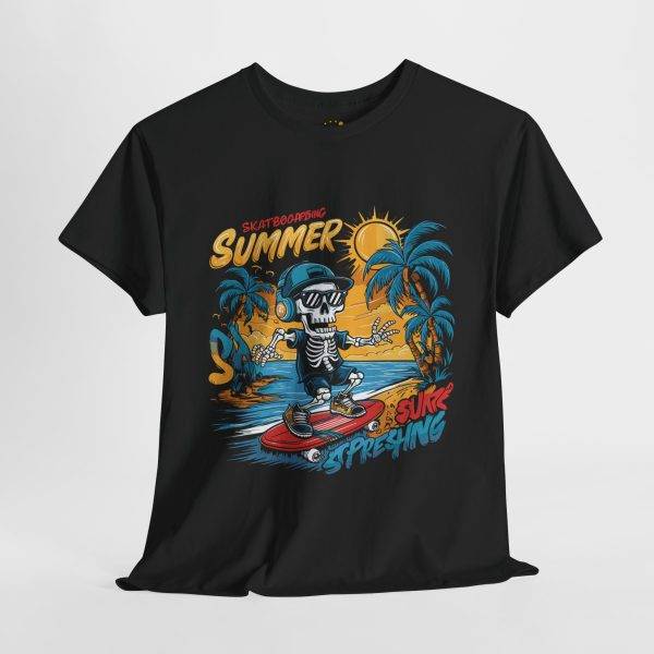 Summer Vibes Skeleton Surfing Unisex Heavy Cotton Tee Summer Vibes Skeleton Surfing Unisex Heavy Cotton Tee
