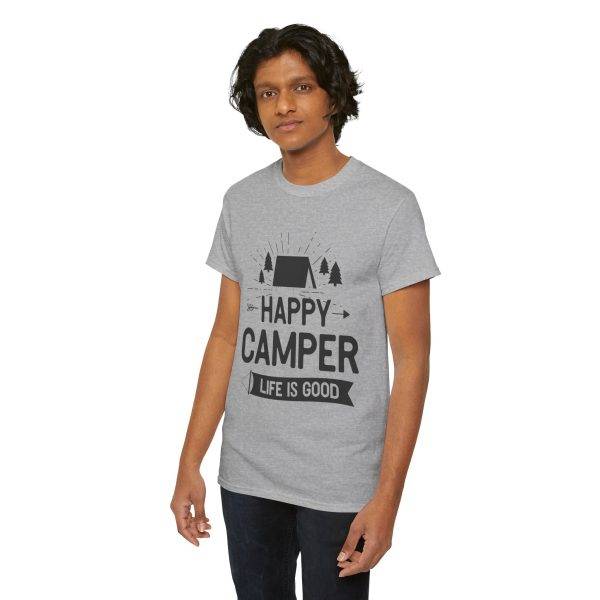 Happy Camper Unisex Heavy Cotton Tee - Life is Good Outdoor Shirt