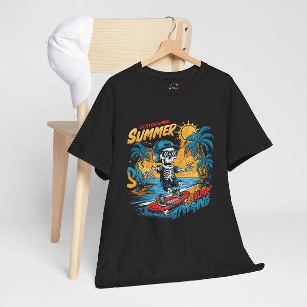Summer Vibes Skeleton Surfing Unisex Heavy Cotton Tee Summer Vibes Skeleton Surfing Unisex Heavy Cotton Tee