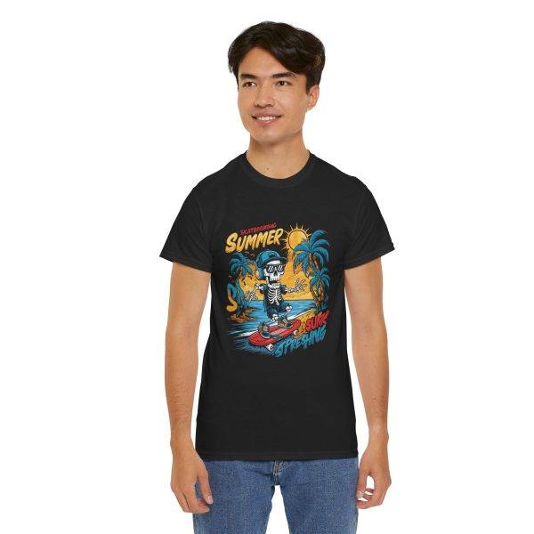 Summer Vibes Skeleton Surfing Unisex Heavy Cotton Tee Summer Vibes Skeleton Surfing Unisex Heavy Cotton Tee