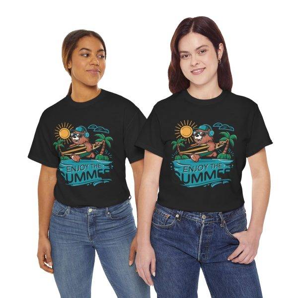 Summer Vibes Unisex Heavy Cotton Tee - Enjoy the Summer Surfing Design Summer Vibes Unisex Heavy Cotton Tee - Enjoy the Summer Surfing Design