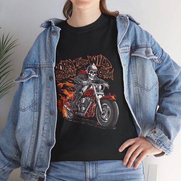 Born to Be Wild Unisex Heavy Cotton Tee - Motorcycle Skull Design