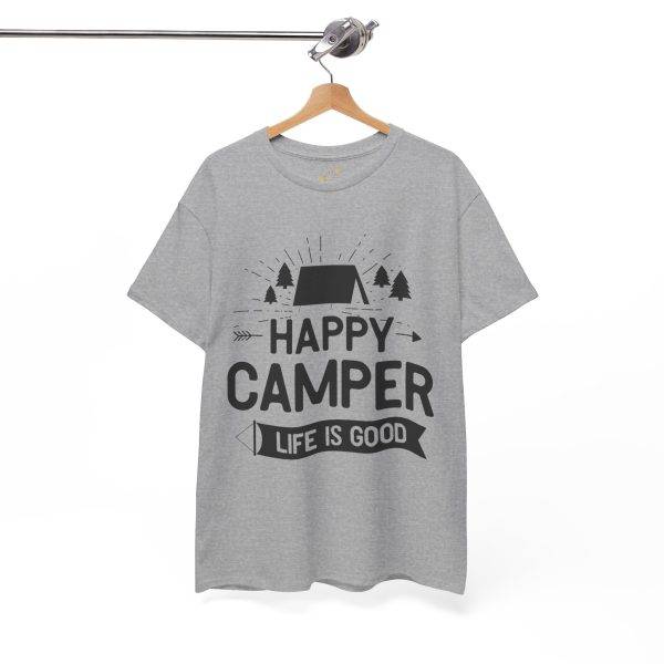 Happy Camper Unisex Heavy Cotton Tee - Life is Good Outdoor Shirt