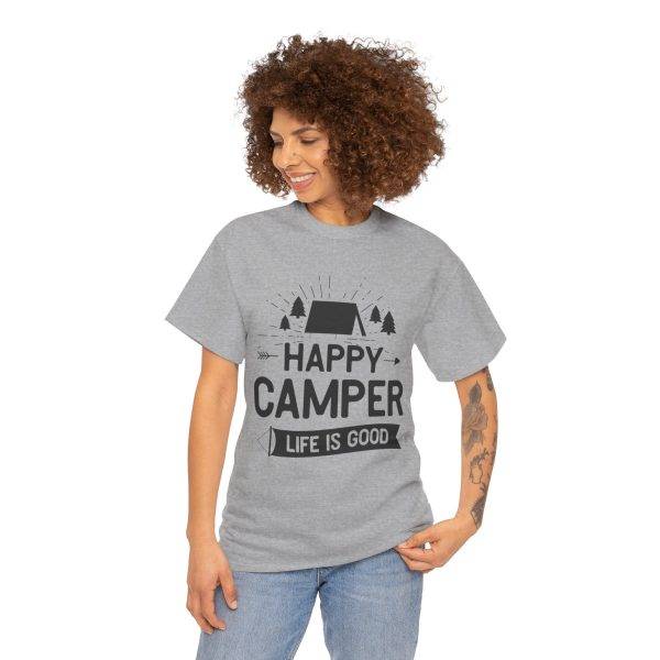Happy Camper Unisex Heavy Cotton Tee - Life is Good Outdoor Shirt