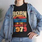 Born in the Summer of 1979 Unisex Heavy Cotton Tee - Retro Vibes T-Shirt Born in the Summer of 1979 Unisex Heavy Cotton Tee - Retro Vibes T-Shirt