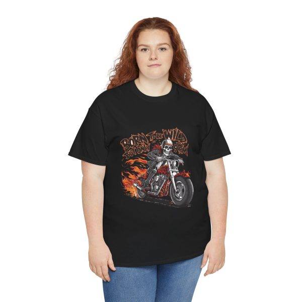 Born to Be Wild Unisex Heavy Cotton Tee - Motorcycle Skull Design
