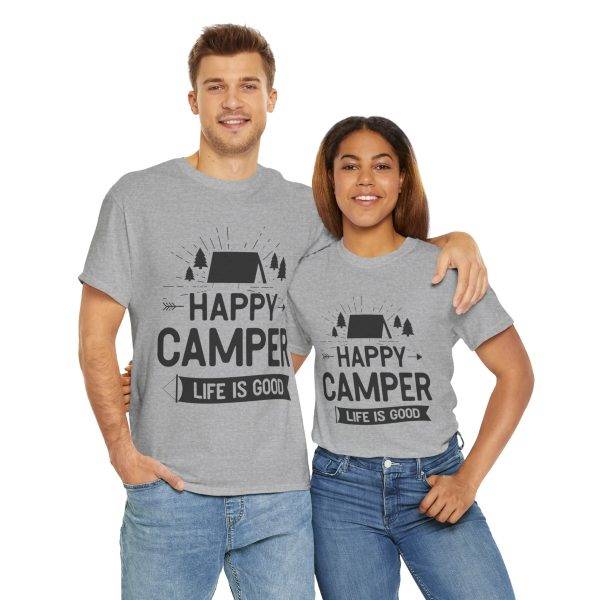 Happy Camper Unisex Heavy Cotton Tee - Life is Good Outdoor Shirt
