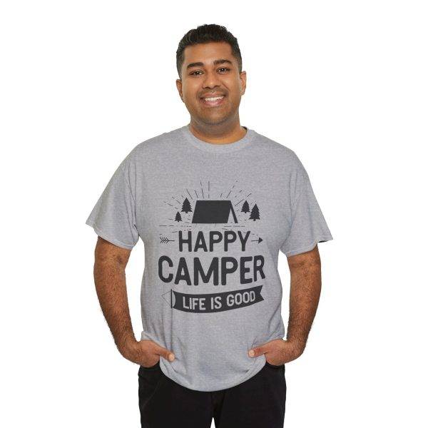 Happy Camper Unisex Heavy Cotton Tee - Life is Good Outdoor Shirt