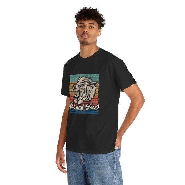 Wild and Free Unisex Heavy Cotton Tee – Vintage Retro Tiger Graphic