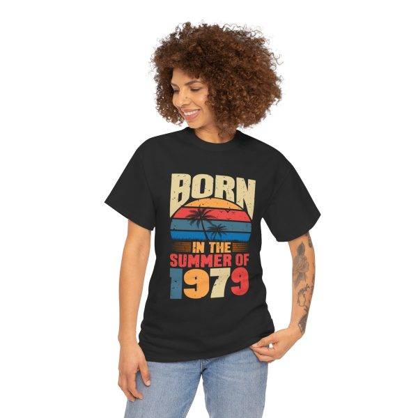Born in the Summer of 1979 Unisex Heavy Cotton Tee - Retro Vibes T-Shirt Born in the Summer of 1979 Unisex Heavy Cotton Tee - Retro Vibes T-Shirt