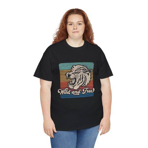 Wild and Free Unisex Heavy Cotton Tee – Vintage Retro Tiger Graphic