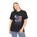 Patriotic Cat Unisex Heavy Cotton Tee - 4th of July American Flag Shirt