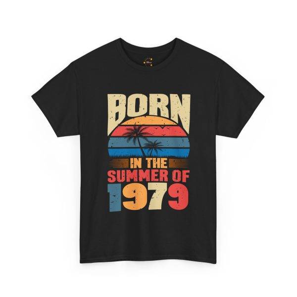 Born in the Summer of 1979 Unisex Heavy Cotton Tee - Retro Vibes T-Shirt Born in the Summer of 1979 Unisex Heavy Cotton Tee - Retro Vibes T-Shirt
