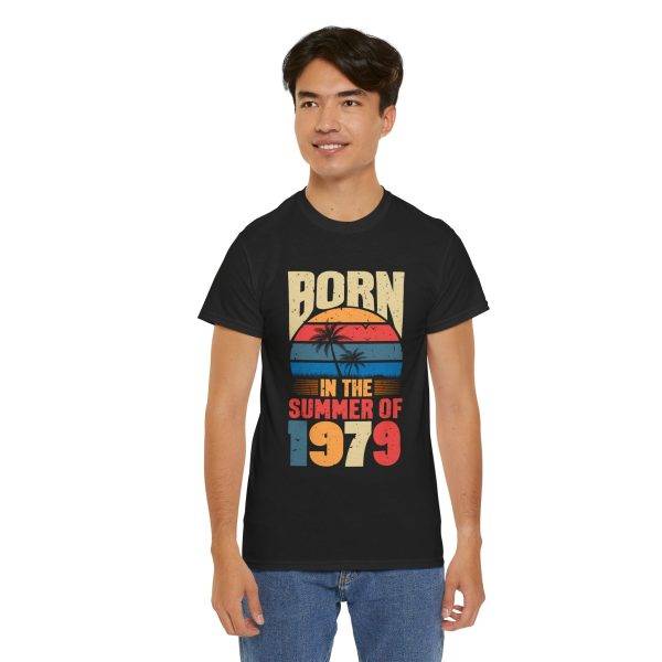 Born in the Summer of 1979 Unisex Heavy Cotton Tee - Retro Vibes T-Shirt Born in the Summer of 1979 Unisex Heavy Cotton Tee - Retro Vibes T-Shirt