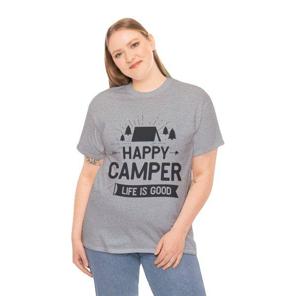 Happy Camper Unisex Heavy Cotton Tee - Life is Good Outdoor Shirt