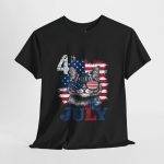 Patriotic Cat Unisex Heavy Cotton Tee - 4th of July American Flag Shirt
