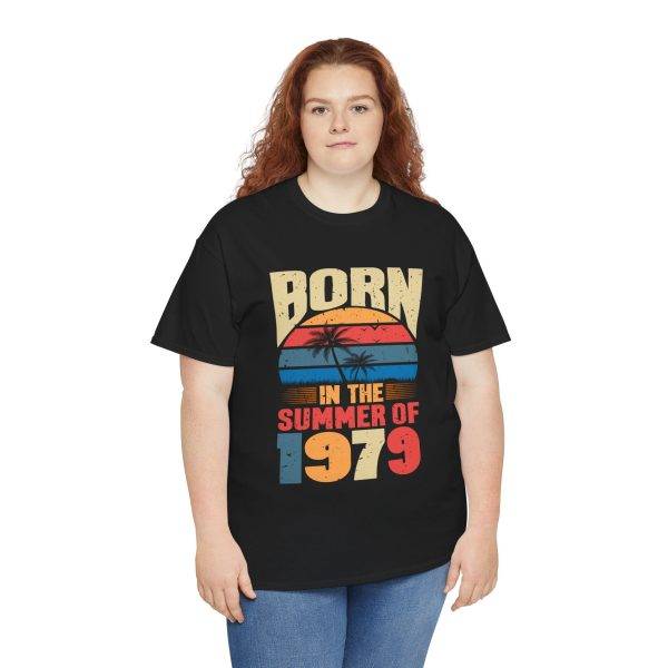 Born in the Summer of 1979 Unisex Heavy Cotton Tee - Retro Vibes T-Shirt Born in the Summer of 1979 Unisex Heavy Cotton Tee - Retro Vibes T-Shirt