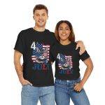 Patriotic Cat Unisex Heavy Cotton Tee - 4th of July American Flag Shirt