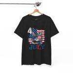 Patriotic Cat Unisex Heavy Cotton Tee - 4th of July American Flag Shirt