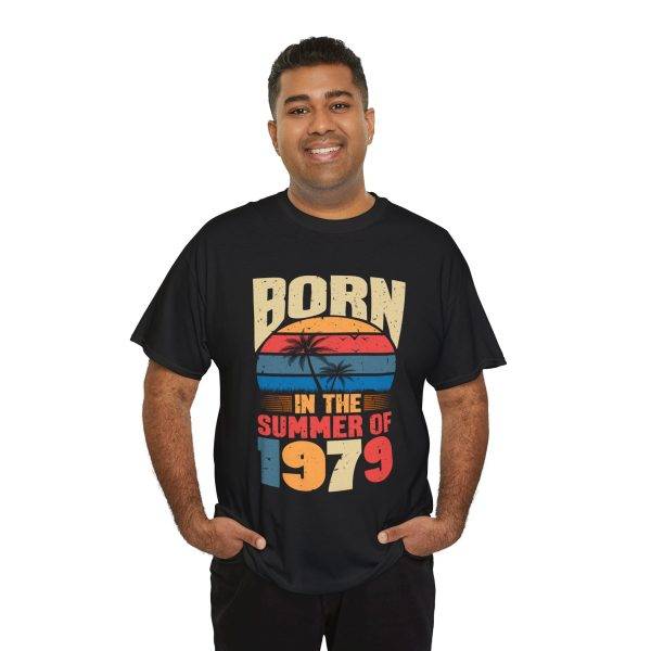 Born in the Summer of 1979 Unisex Heavy Cotton Tee - Retro Vibes T-Shirt Born in the Summer of 1979 Unisex Heavy Cotton Tee - Retro Vibes T-Shirt