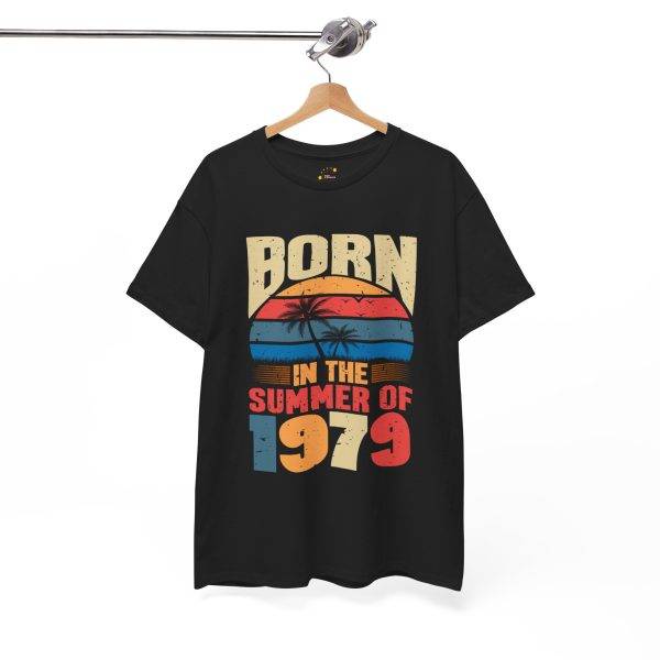 Born in the Summer of 1979 Unisex Heavy Cotton Tee - Retro Vibes T-Shirt Born in the Summer of 1979 Unisex Heavy Cotton Tee - Retro Vibes T-Shirt