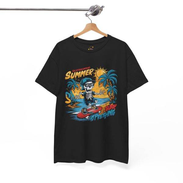 Summer Vibes Skeleton Surfing Unisex Heavy Cotton Tee Summer Vibes Skeleton Surfing Unisex Heavy Cotton Tee