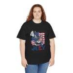Patriotic Cat Unisex Heavy Cotton Tee - 4th of July American Flag Shirt