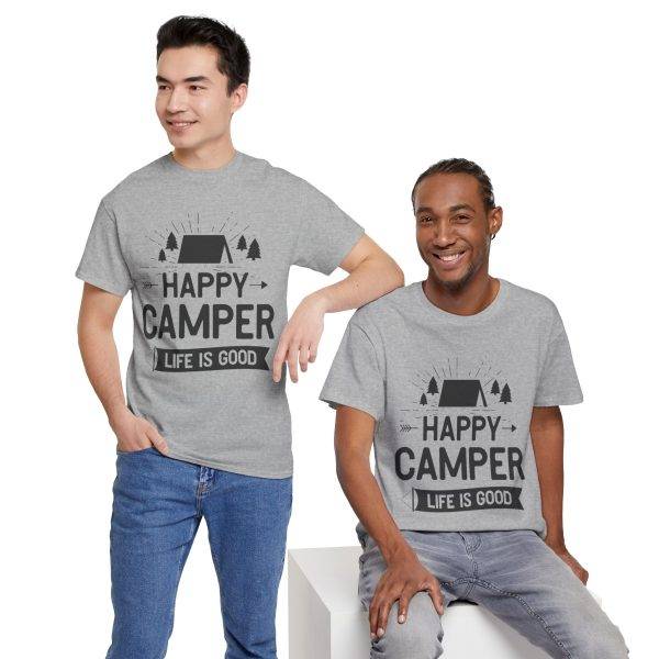 Happy Camper Unisex Heavy Cotton Tee - Life is Good Outdoor Shirt