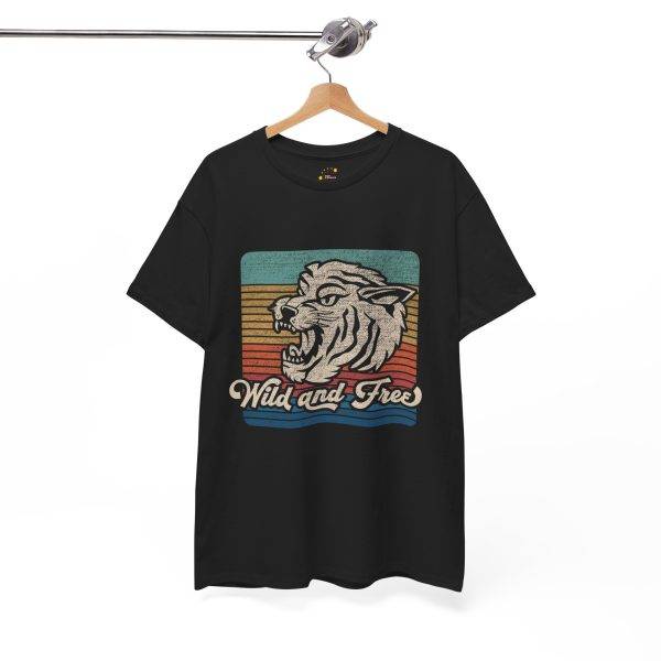 Wild and Free Unisex Heavy Cotton Tee – Vintage Retro Tiger Graphic