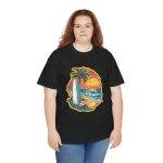 Retro Surf Summer Vibes Unisex Heavy Cotton Tee - Beach Sunset Design
