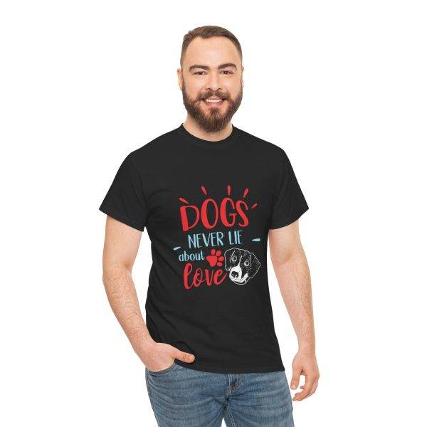 Unisex Heavy Cotton Tee - 'Dogs Never Lie About Love' - Pet Lover's Tee