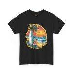 Retro Surf Summer Vibes Unisex Heavy Cotton Tee - Beach Sunset Design