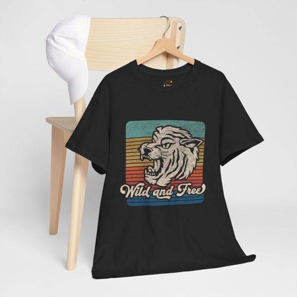 Wild and Free Unisex Heavy Cotton Tee – Vintage Retro Tiger Graphic