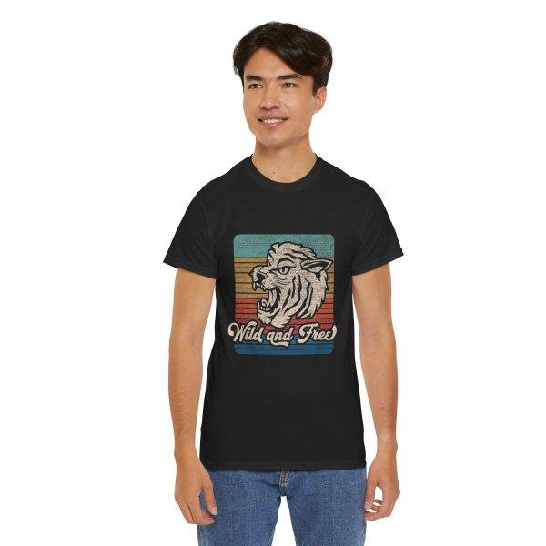 Wild and Free Unisex Heavy Cotton Tee – Vintage Retro Tiger Graphic