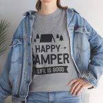 Happy Camper Unisex Heavy Cotton Tee - Life is Good Outdoor Shirt