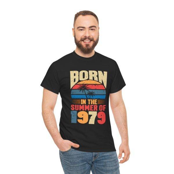 Born in the Summer of 1979 Unisex Heavy Cotton Tee - Retro Vibes T-Shirt Born in the Summer of 1979 Unisex Heavy Cotton Tee - Retro Vibes T-Shirt