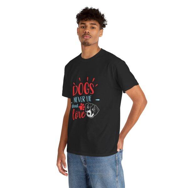 Unisex Heavy Cotton Tee - 'Dogs Never Lie About Love' - Pet Lover's Tee
