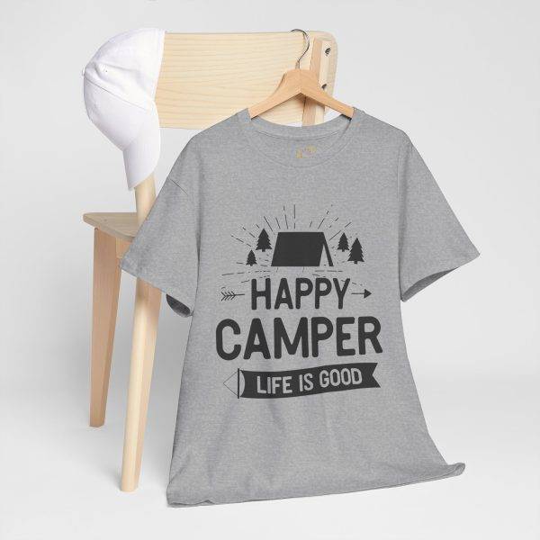 Happy Camper Unisex Heavy Cotton Tee - Life is Good Outdoor Shirt