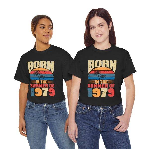 Born in the Summer of 1979 Unisex Heavy Cotton Tee - Retro Vibes T-Shirt Born in the Summer of 1979 Unisex Heavy Cotton Tee - Retro Vibes T-Shirt