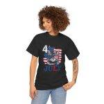 Patriotic Cat Unisex Heavy Cotton Tee - 4th of July American Flag Shirt