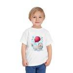 Adorable Toddler Short Sleeve Tee with Balloon Cat Design Adorable Toddler Short Sleeve Tee with Balloon Cat Design