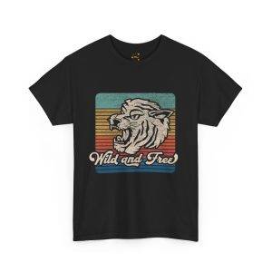 Wild and Free Unisex Heavy Cotton Tee – Vintage Retro Tiger Graphic