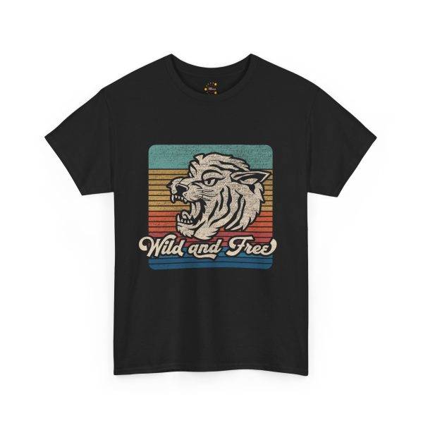 Wild and Free Unisex Heavy Cotton Tee – Vintage Retro Tiger Graphic