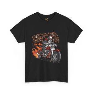 Born to Be Wild Unisex Heavy Cotton Tee - Motorcycle Skull Design